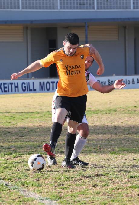 ON TARGET: Kieran Doran scored twice for Yenda in the 5-0 trial win over South Wagga. Picture: Anthony Stipo