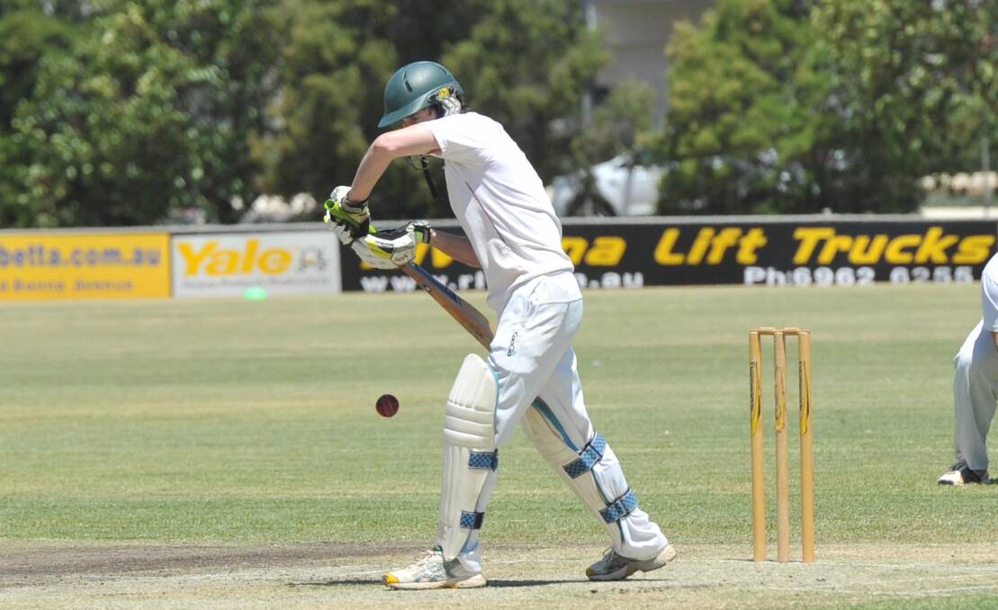 DEFENCE: Diggers batsman Daniel Peruzzi keeps the ball out in the clash against Hanwood.
