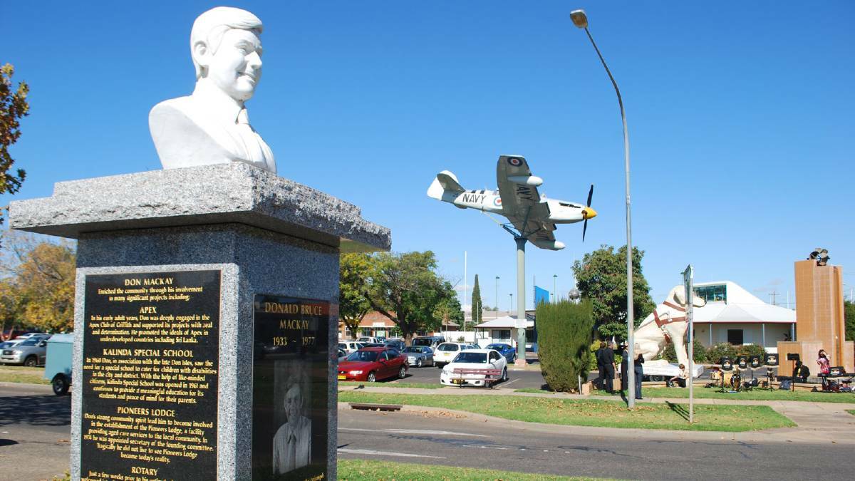 REMEMBERED: Taking pride of place in Griffith's main street, this bust will ensure Donald Mackay is never forgotten.