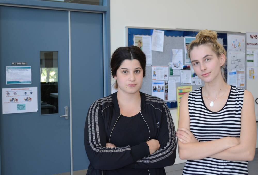WORRIED: Nursing students Nicolette Crowe and Imogen Battaglia are worried TAFE fees may rise. Picture: Stephen Mudd.