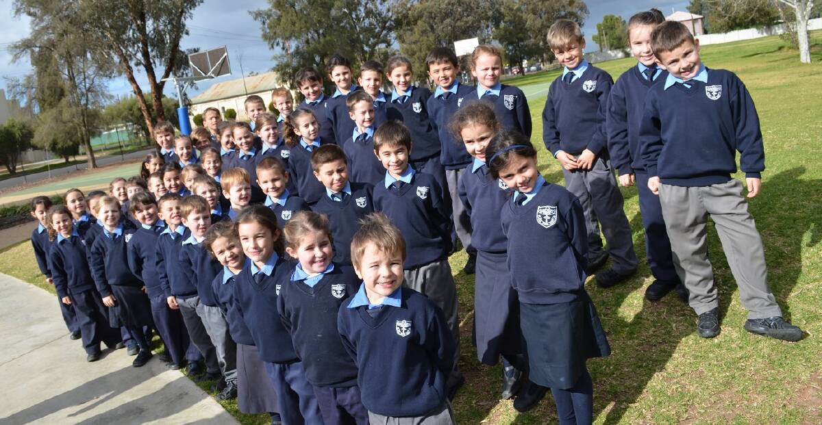 READY: Kindergarten join Year One and Year Two to prepare for the Leeton Eisteddfod.