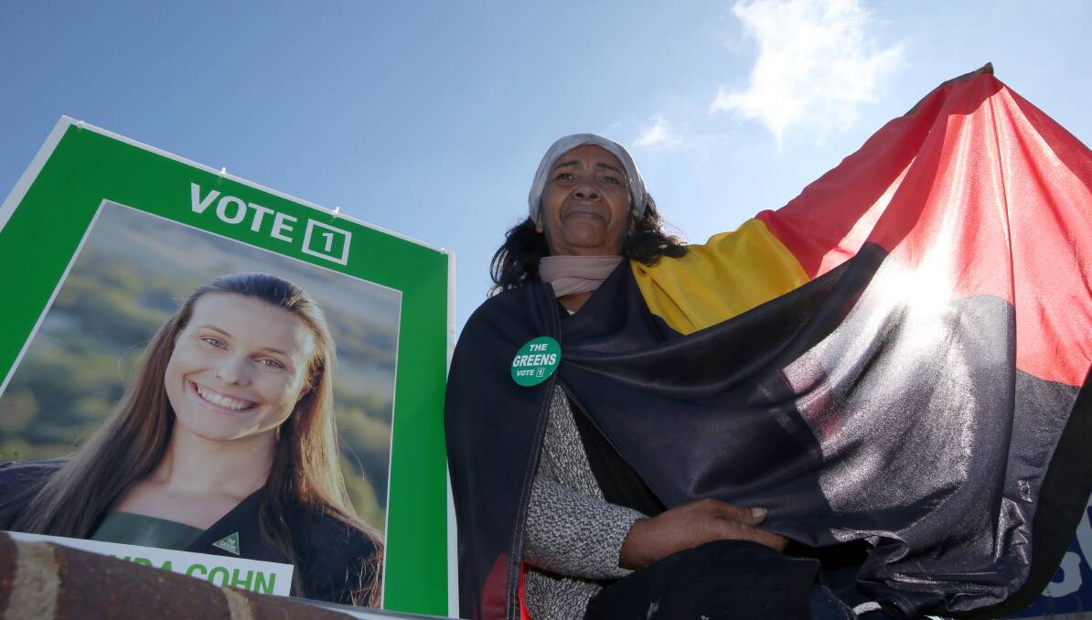 CAMPAIGNING: Wiradjuri woman Veronica Collins is campaigning for The Greens after being offended by Ron Pike's comments. Picture: Anthony Stipo.