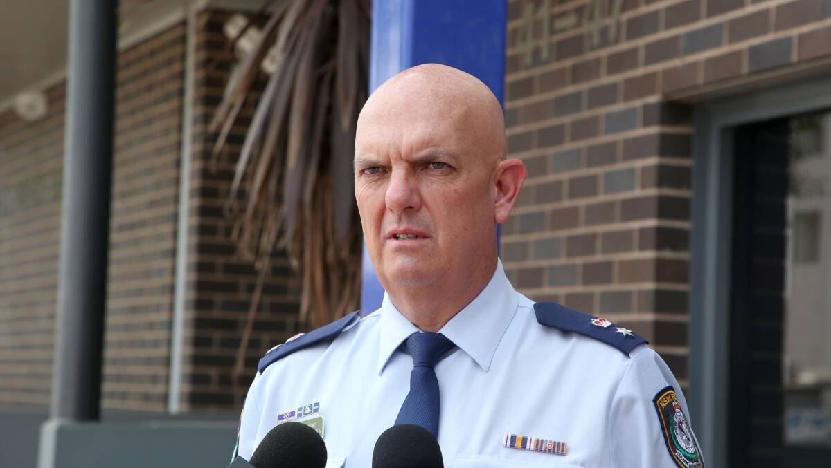 CONCERNED: Superintendent Michael Rowan addresses media in front of Griffith Police Station on Monday afternoon. Picture: Anthony Stipo.