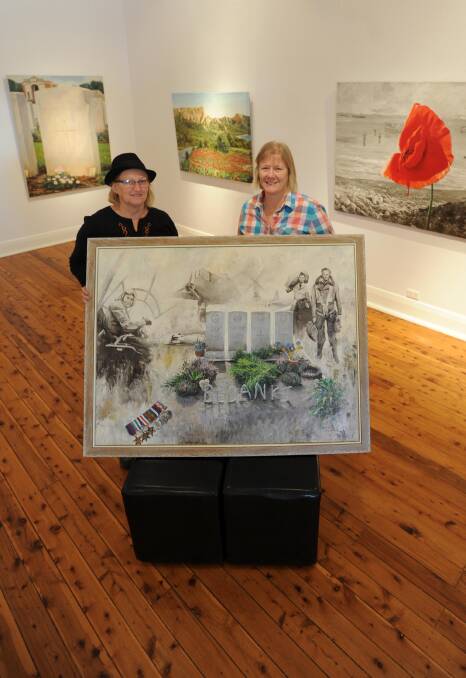 ANZAC ART: Artist Margaret Hadfield-Zorgdrager and historian Dr Kathryn Spurling. The Standing Room Only for Heroes exhibit opens Thursday. Picture: Anthony Stipo.