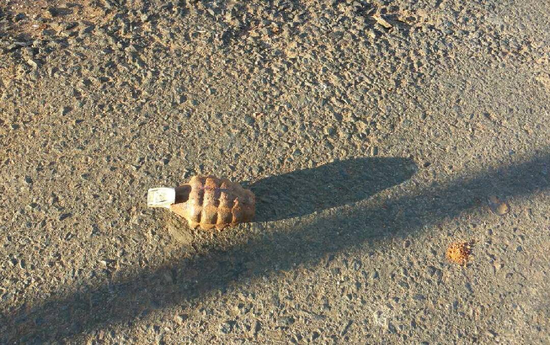 The grenade on the street.