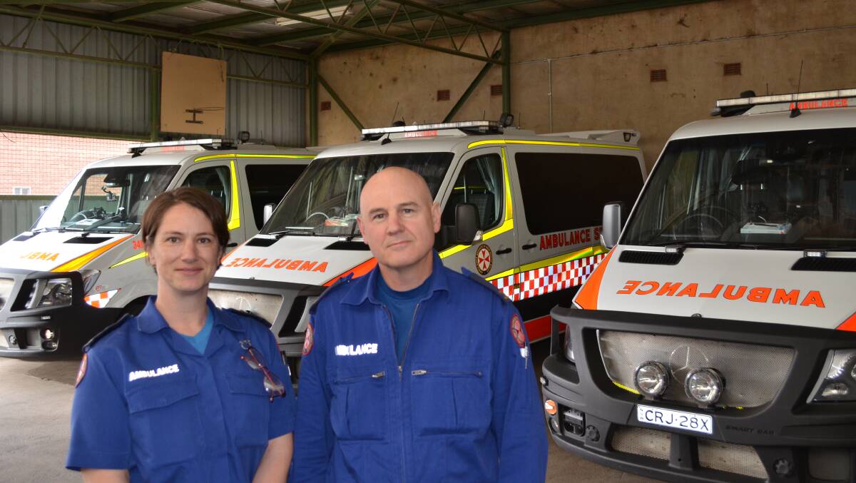AMBULANCE: Lindel Carey and David Mecham from Griffith Ambulance Station. Picture: Stephen Mudd.