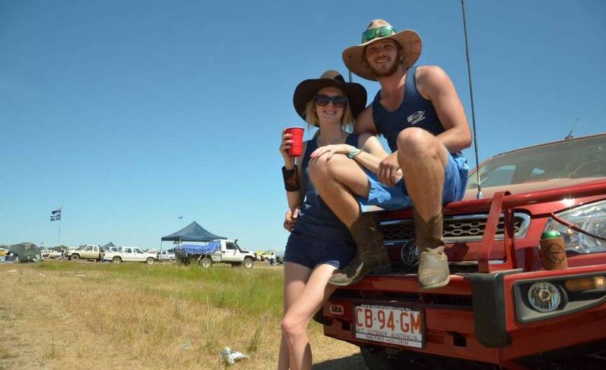 TERRITORIANS: Melissa Maybery and Ben Lehmann from Alice Springs were among 18,000 people and 5988 ute owners at the Deniliquin Ute Muster. Picture: Declan Rurenga