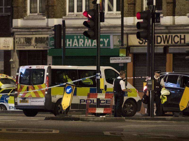 Police units at London Bridge after the London Bridge attack in which two Australian women died.