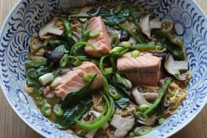 Salmon and miso noodle soup Photo: Marina Oliphant