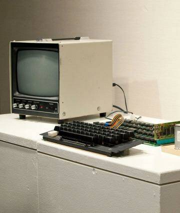 The Apple l, the first Apple computer made by Steve Jobs and Steve Wozniak in 1976. Photo: Andrew Burton via Getty Images