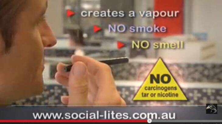 A video, since removed from the Social-Lites website claimed its e-cigarettes contained no carcinogens Photo: Supplied