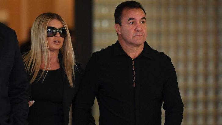 Former champion boxer Jeff Fenech with his wife Suzee at Sydney's Downing Centre Local Court on Monday. Photo: Peter Rae 