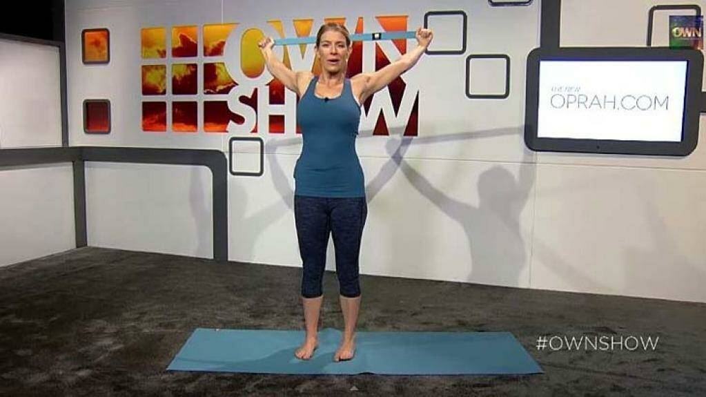 Yoga instructor Jill Miller demonstrating one of her stretches. Photo: #OWNSHOW/YouTube