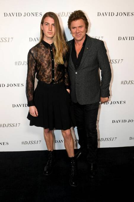 Christian Wilkins (left) and Richard Wilkins arrive for the David Jones Spring Summer 2017 collection launch in Sydney on Wednesday, August 9, 2017. (AAP Image/Paul Miller) NO ARCHIVING