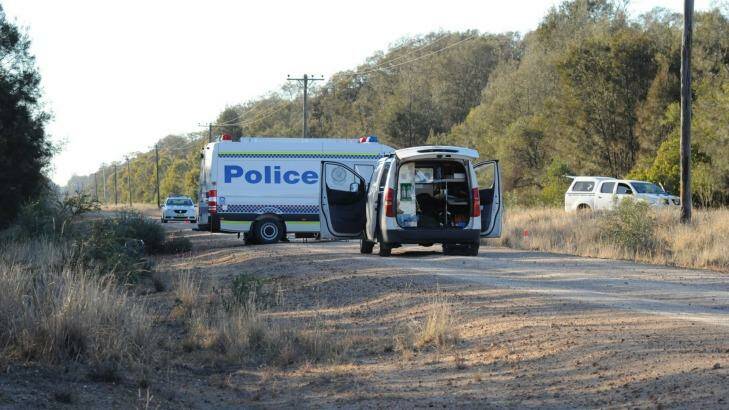 Farmer charged with murder: Police arrive at the scene of the crime outside Moree. Photo: Mooree Champion