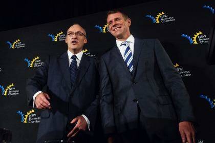  NSW Opposition Leader Luke Foley and NSW Premier Mike Baird at the State Election Debate. Photo: Christopher Pearce