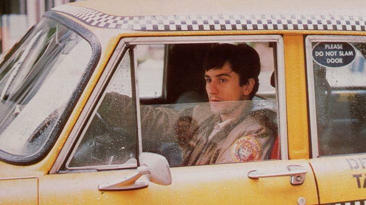 Robert De Niro as one of Martin Scorsese's infamous characters, Travis Bickle, in <i>Taxi Driver</I>.