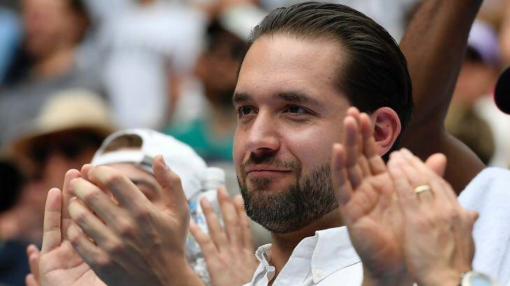 Reddit co-founder Alexis Ohanian watches his fiancee Serena Williams play at the Australian Open. Photo: Andy Brownbill