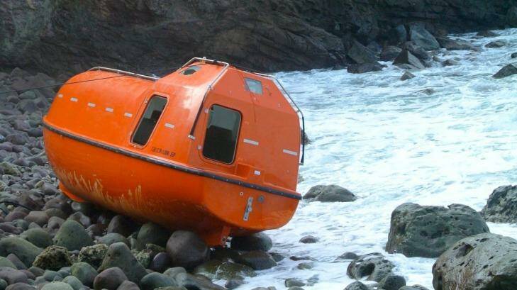 The single-use orange lifeboats. Photo: Michael Bachelard