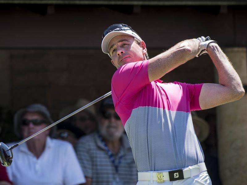 Brett Rumford (file) still maintains the lead early in round 2 of the World Super 6 Perth.