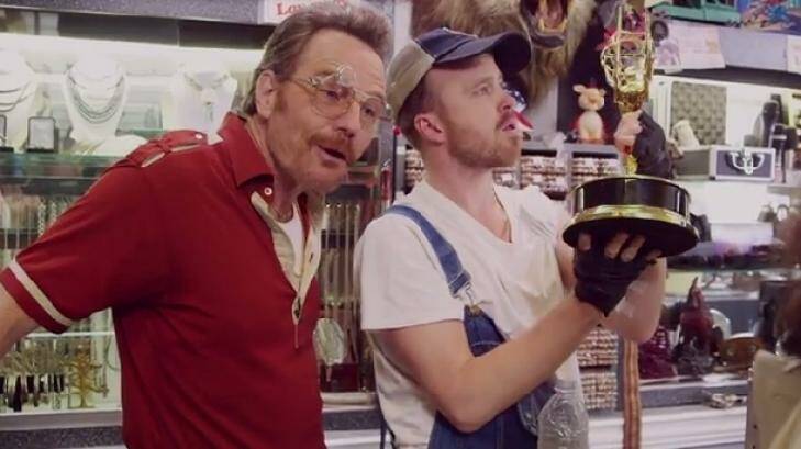 Bryan Cranston and Aaron Paul in the parody video. Photo: YouTube