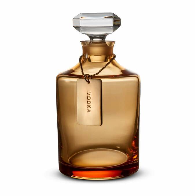 Waterford Crystal's Rebel amber decanter, crystalline, $169, waterfordcrystal.com.au. Photo: Supplied