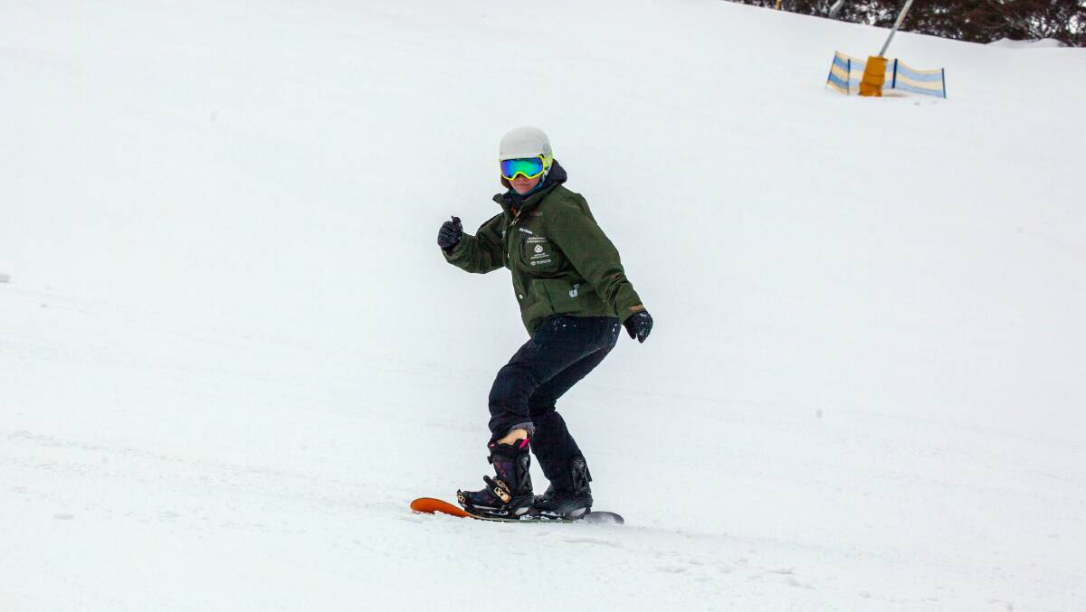 DETERMINED: Joany Badenhorst was determined to learn how to snowboard, despite a shaky start.