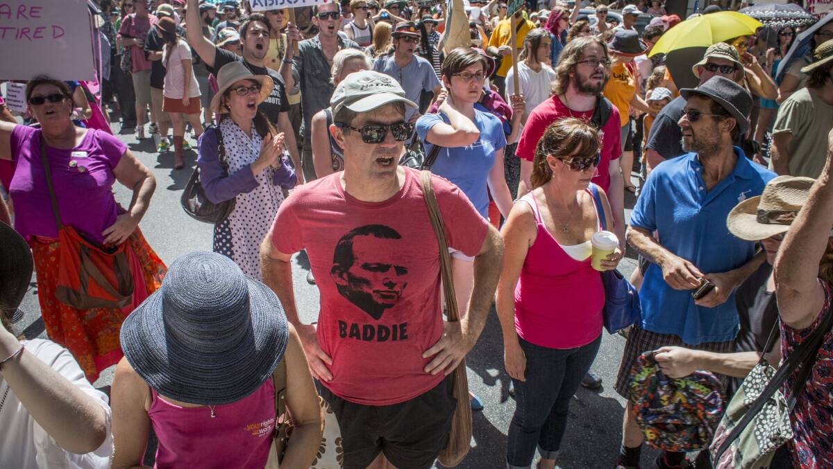 March in March. Protesters march to protest Prime Minister Tony Abbott's governments policies. Photo: FDC
