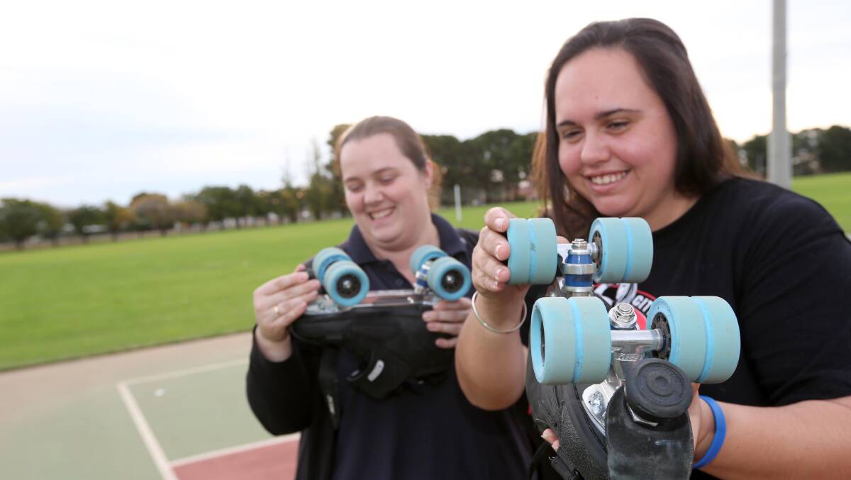 ON A ROLL: Jackie Palmer and Kelleye Boland have put the call out to other local women interested in being part of roller derby in Griffith. Picture: Anthony Stipo