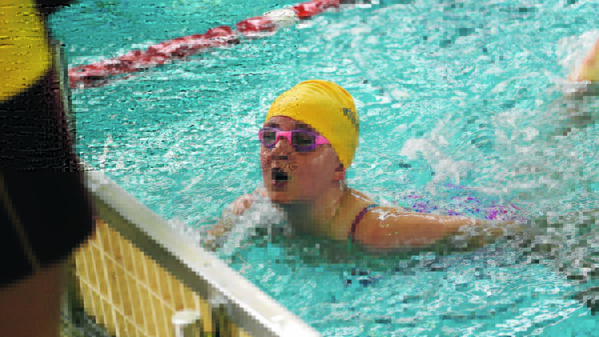 FOCUSED: Laura Mannes, 11, does St Peter's proud at the MIA Deanery swimming carnival last week. 