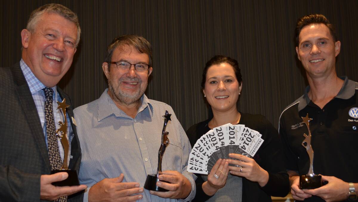 BEST PRACTICE: Greg Lawrence, Pat Pittavino, Sonia Callipari and Dean Owen show off the trophies for the inaugural Griffith Business Chamber excellence in business awards. 