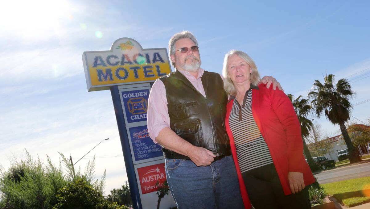 POSITIVE OUTLOOK: Proprietors of Griffith's Acacia Motel, Alan and Carol Scott say their business is flourishing. Picture: Anthony Stipo 