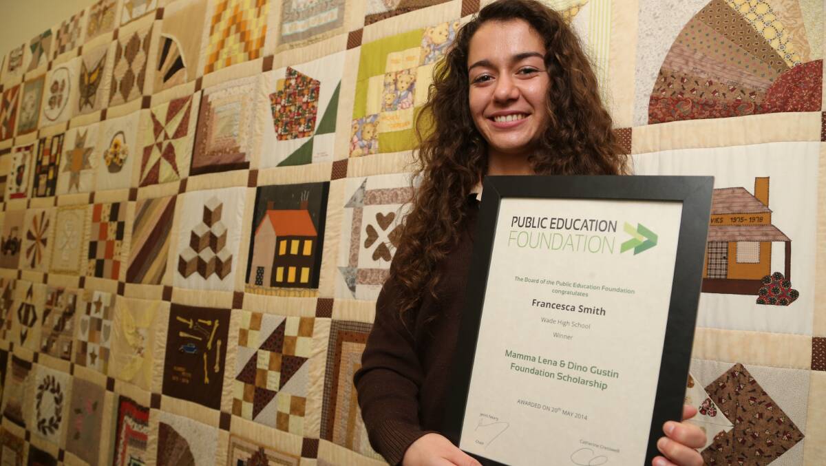 OPPORTUNITY OF A LIFETIME: Wade High student Franscesca Smith will travel to Rome after winning an award. Picture: Anthony Stipo