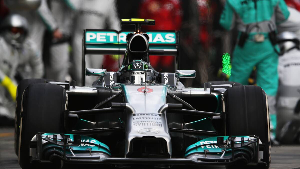 Nico Rosberg of Germany and Mercedes GP stops for a pitstop. PHOTOS: GETTY IMAGES