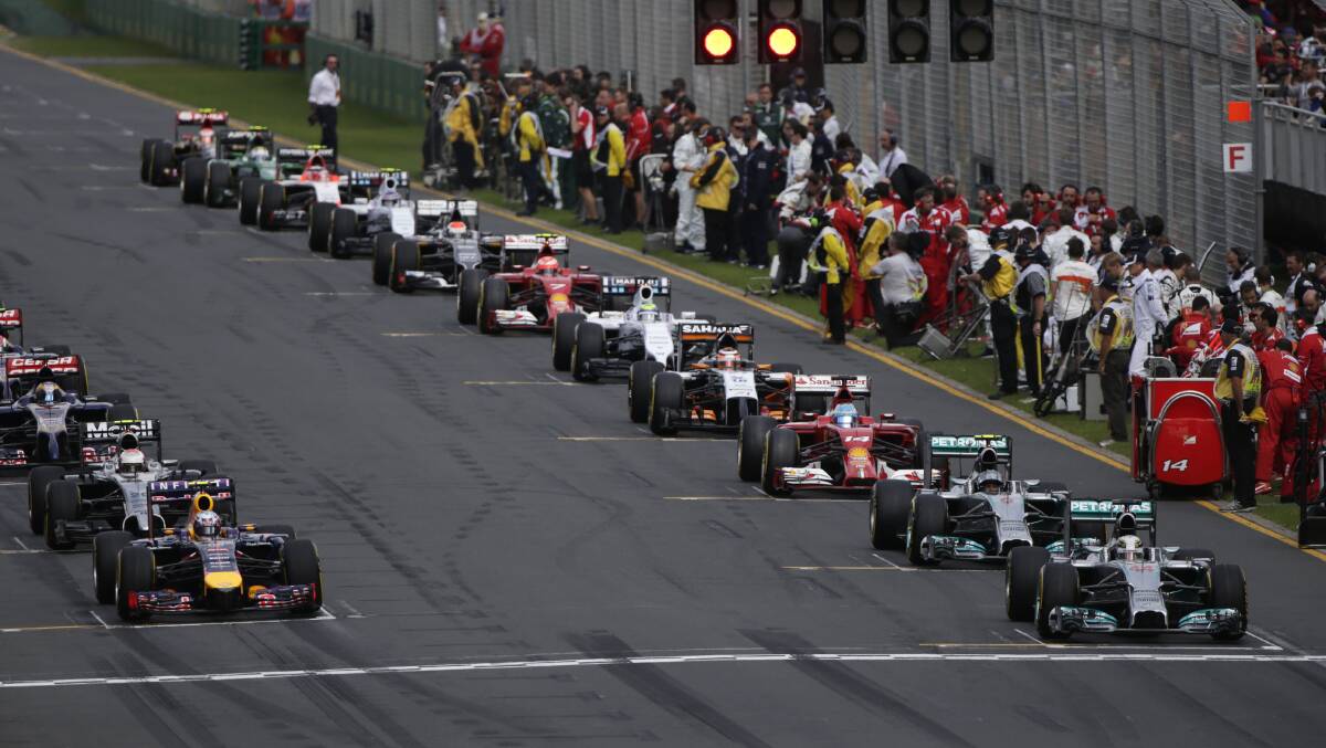 The field prepares to start the warm up lap before the Australian Formula One Grand Prix. PHOTOS: GETTY IMAGES
