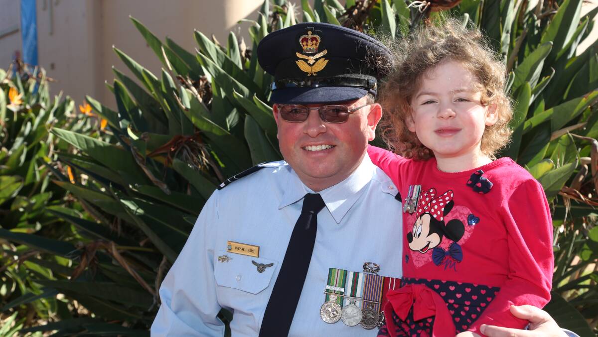 Anzac Day 2014, Michael Borg with his daughter Rosemarie.