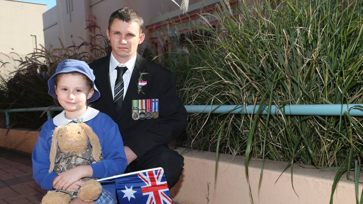 Anzac Day 2014, Chris Potroz with his daughter Maddison 9.