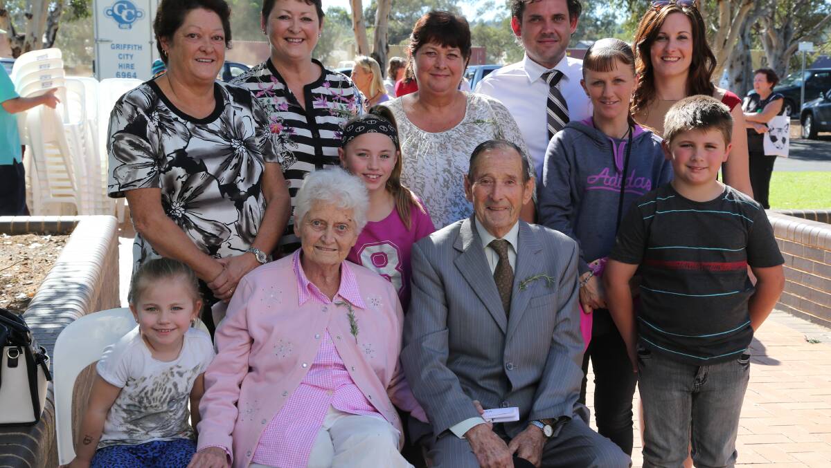 Anzac Day 2014 Memorial  Park Griffith,
Back; Ella and Scott Rudkin
Mid; Jodie Turner, Maxine Wynne, kaitlyn Turner 10, Suzanne Turner and Sandra Jonas
front; Ella Turner 5, Barbara and Norman Colborne and Jack Turner 9.