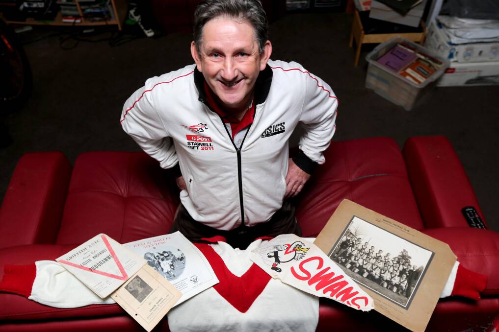 THE HISTORY MAN: The obsession of unofficial Swans historian Trevor Harrison has allowed this weekend's centenary celebrations to go ahead. Picture: Anthony Stipo