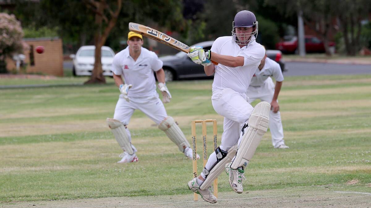 RUNS: Exies opener Jamie Winkler paddles the ball towards the leg side in the match against Leagues Club. Picture: Anthony Stipo