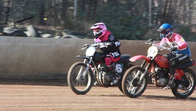 TOO FAST: April Napoli overtakes one of her rivals at the Nepean Raceway in Penrith.