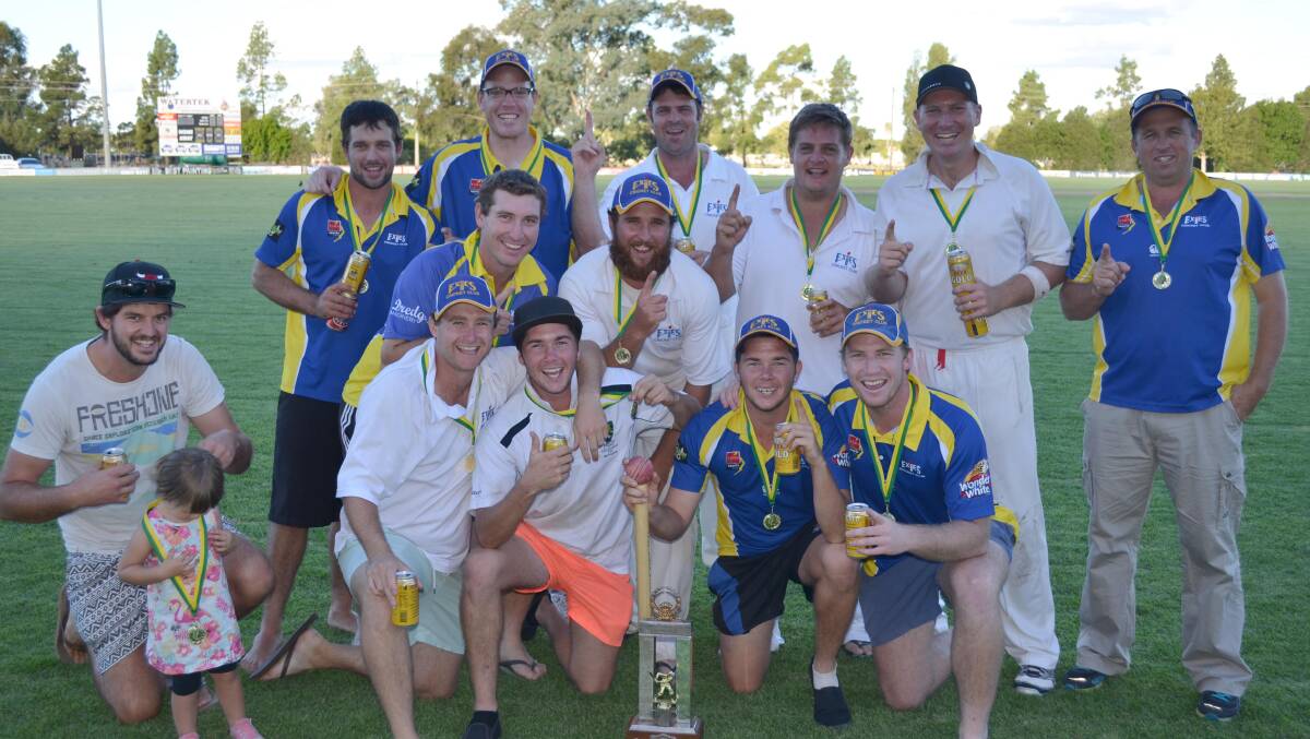 LET'S CELEBRATE: Exies are all smiles after last summer's grand final win over Yenda. Captain Marc Tucker is unsure if he'll lead the side again this season.