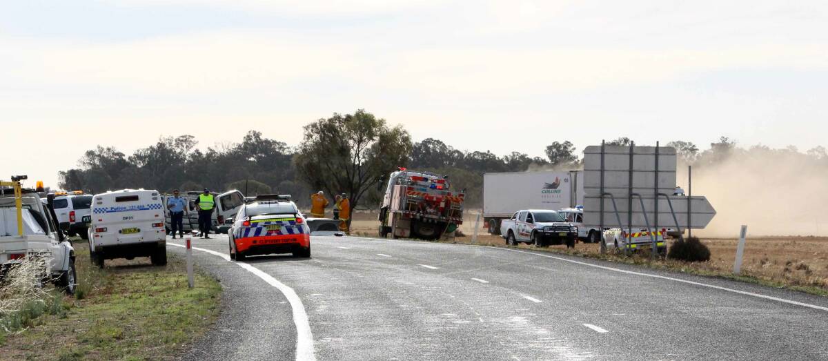A person has died in a tragic two-car accident on the Sturt Highway between Darlington Point and Hay.