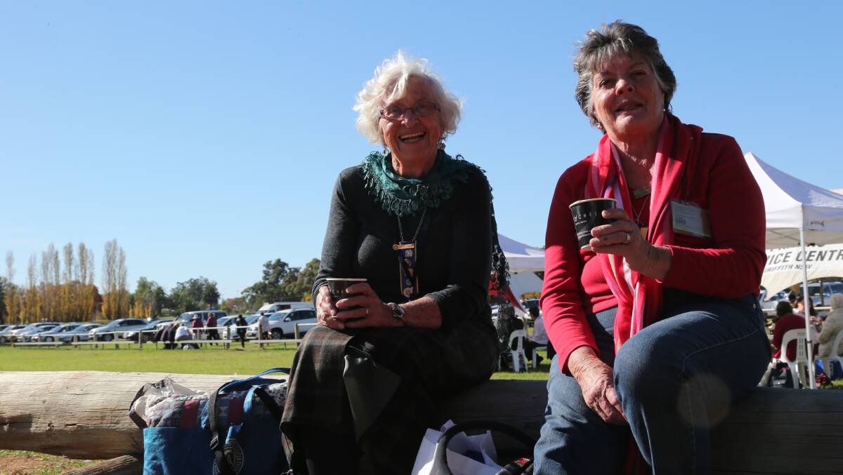 Margaret Kirkman and Sharyn Nammensma took time out for a coffee.