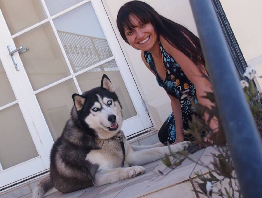 REWARD OFFERED: Luisa Scuderi, with her Siberian husky Dexter in happier times. There are fears Dexter may have been stolen.