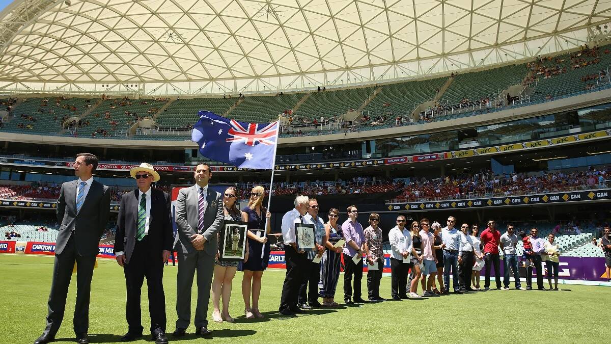 A general view of the Australian citizenship ceremony prior to game five of the One Day International Series between Australia and England at Adelaide Oval. Picture: Getty.