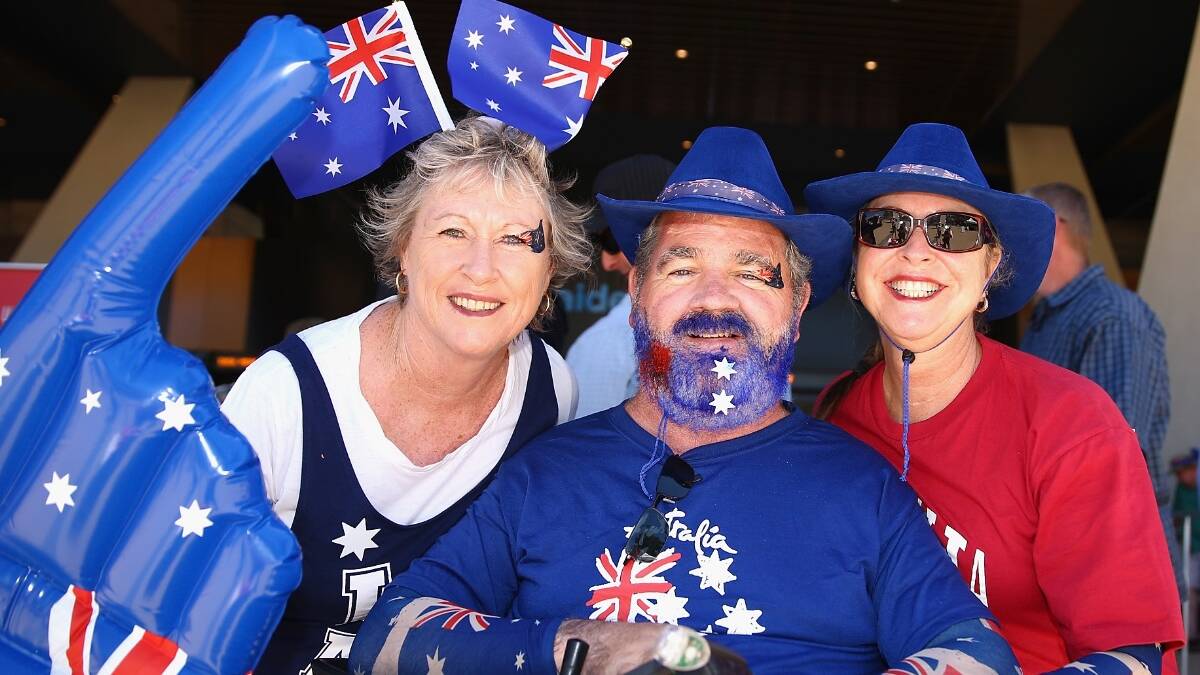 Fans arrive Matthew Prior to game five of the One Day International Series between Australia and England at Adelaide Oval on Australia Day. Picture: Getty.