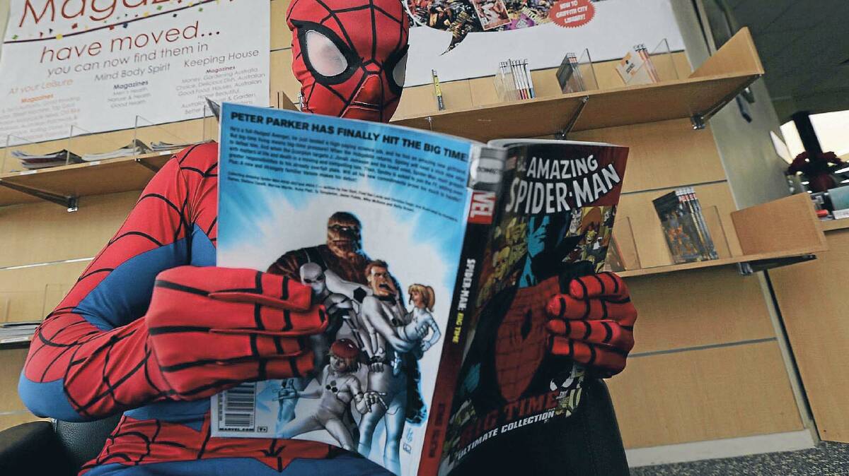 Griffith
City Library’s resident
superhero Michael Lee
comes to the rescue of
Griffith comic lovers.
Picture: Anthony Stipo