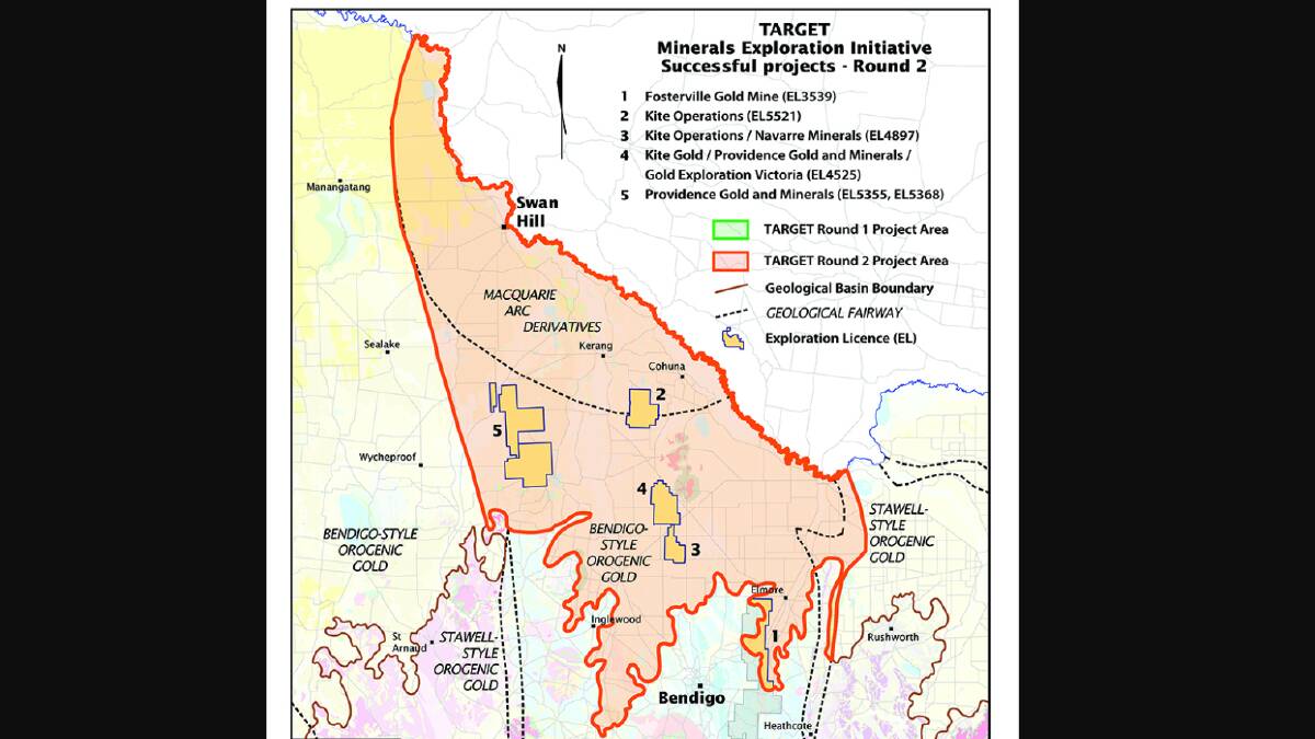 The exploration licences north of Bendigo which received state government grants. Number 4 has been bankrolled by mining magnate Gina Rinehart's Hancock Prospecting.