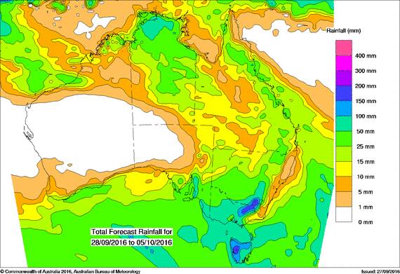 Expected and total forecast rainfall maps for the next eight days